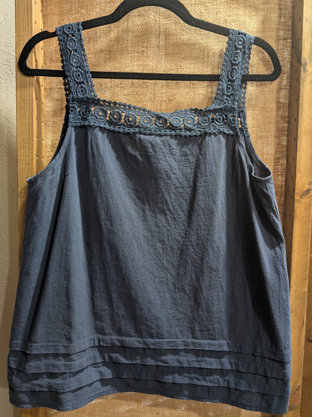SHEIN Navy Crochet-Trim Camisole Tank